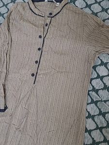 Max Women Beige&amp; Blue Printed Straight Kurta