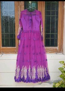 Elegant Purple Embroidered Gown💥