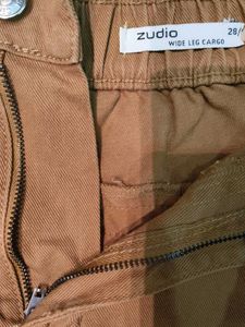 Brown Wide Leg Cargo Pants