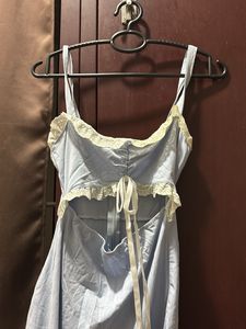 Blue Lace Trim Slip Dress