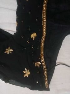 Black &amp; Gold Embellished Blouse Y2K