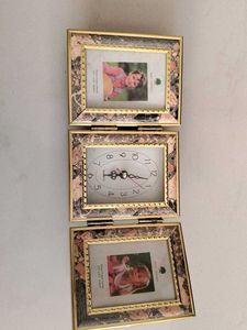 Foldable Triple Photo Frame with Clock
