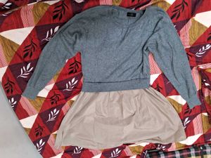Gray & Tan Sweater Dress