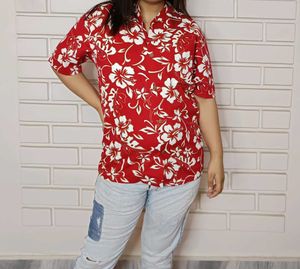Red Floral Hawaiian Shirt
