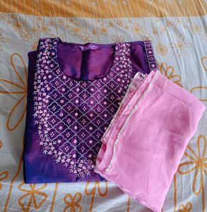 Purple Embroidered Salwar Suit