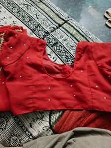 Red Heavy Pearl Work Wedding Saree for Sale