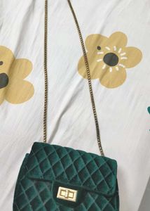 Green Velvet Shoulder/Sling  Bag