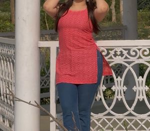 Pink Printed Short Kurti