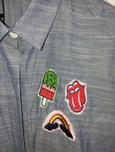 Coloured Stones Patch Shirt