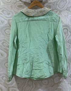 Embroidered Peter Pan Collar Top