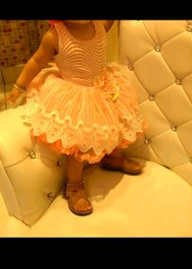 Partywear Flaired Frock And Dungree Combo