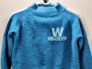 women&#39;s imported blue knitted sweater