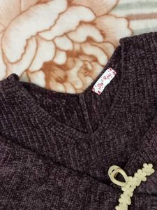 Cozy Plum Knit V-neck Sweater – Soft &amp; Warm