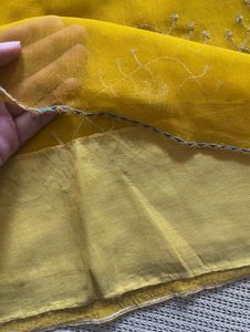 Yellow Embroidered Saree