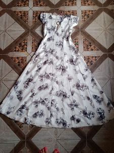 White Colour Floral Long Gown
