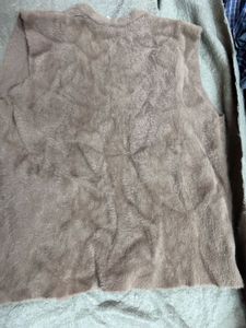 Fuzzy Sleeveless Cardigan