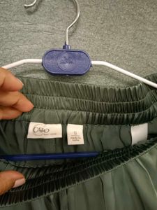 Green Satin Cargo Pants