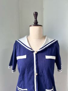 Sailor Style Knit Top Free Size