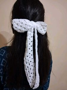 Red Crochet Bow Hair Tie