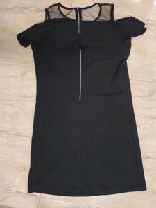 Black Floral Embroidered Cold Shoulder Dress