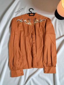 🇦🇮Vintage Embroidery Button Up Blouse Top
