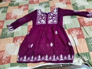 Purple Embroidered Tunic Top