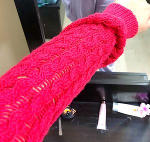 Jealous 21 Red Sweater Top With Patterns On Sleave