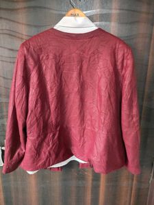 Korean Thev Maroon Leather Shade On Jacket