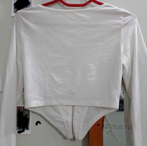 White Corset Long Sleeve Top