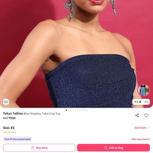 Blue Strapless Tube Crop Top