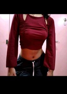 Maroon Trendy Fashion Crop Top