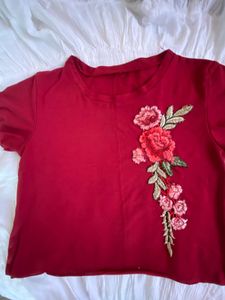 Maroon Floral Top