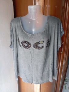 Grey embellished T-shirt