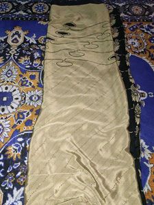 crape gold black saree