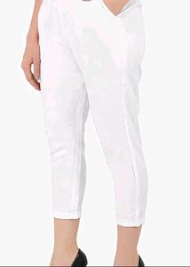 White Cotton Trousers - Size L