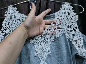 Gray Cold Shoulder Top