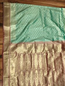 Pure Elegant Mint Green banaras Saree