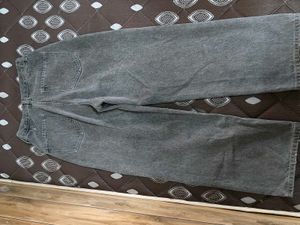 Grey Wide Leg Denim Jeans