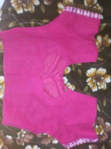 Pink Saree &amp; Blouse Set