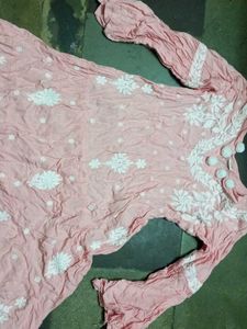 Pink Embroidered Kurti Dress