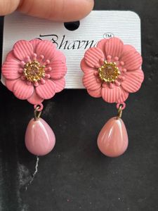 Peach Flower Drop Earrings