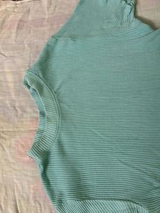 Mint Ribbed Short Sleeve Top