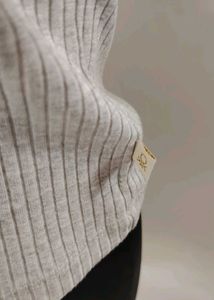 Gray Ribbed Quarter Zip Pullover