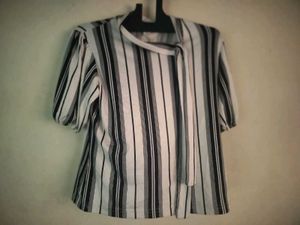 Striped Tie Neck Top