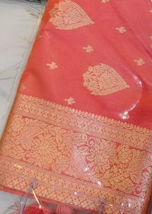 Coral Banarasi Soft Silk Saree