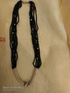 For Sale Pure Gold Necklace With Black Beads