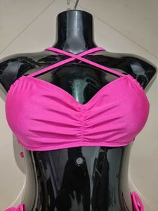 Pink Criss-Cross Bikini Set 85% New imported Brand