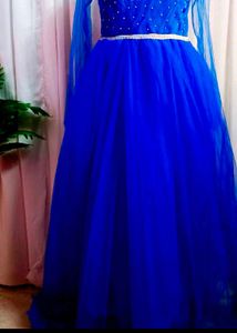 Royal Blue Tulle Dress With Heavy Flares