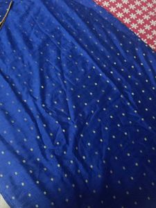 Blue kurti with gold polka dots