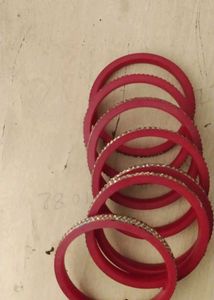 Red & Gold Accent Bangles (Set of Six)
